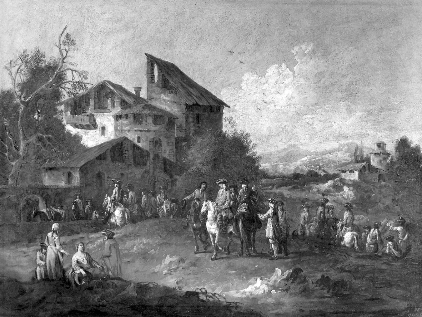 Arrivo di truppe in un villaggio - Gallerie dell'Accademia, Venezia, attribuito